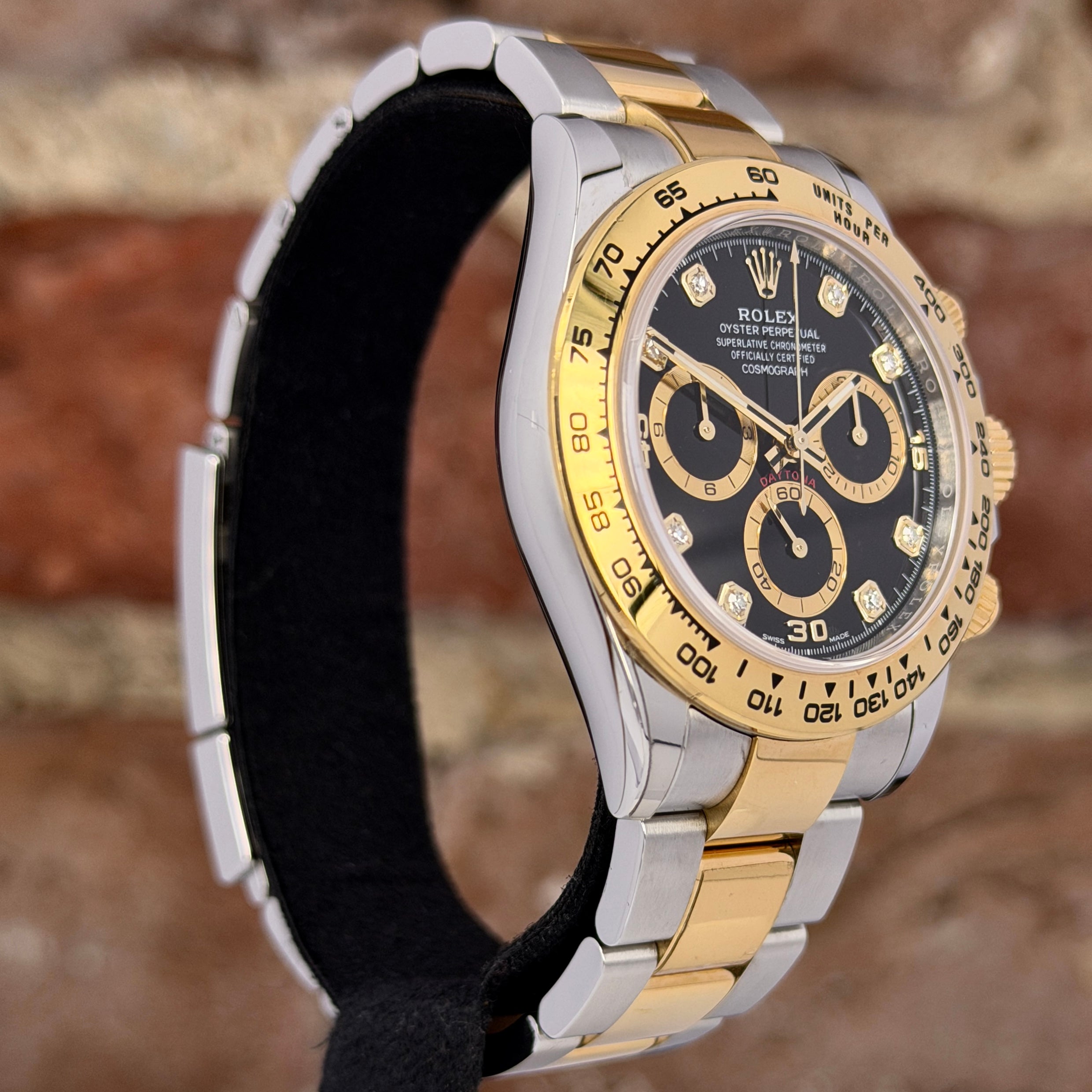 Rolex Daytona – Schwarzes Zifferblatt mit Diamanten, Modell 2023, Ref. 116503