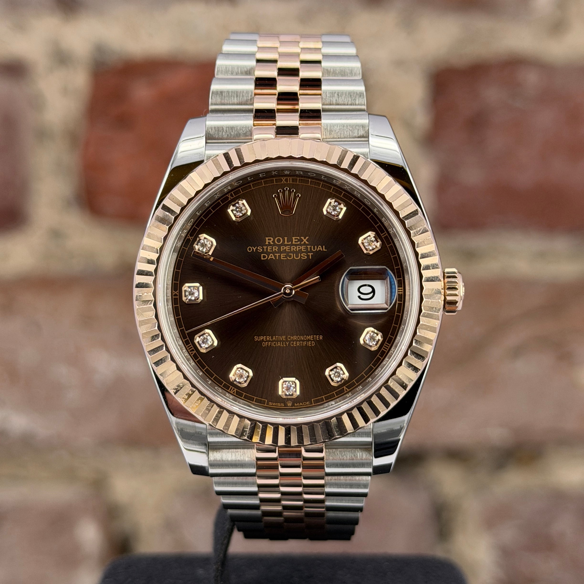Rolex Datejust 41 – Braunes Zifferblatt mit Diamanten, Modell 2023 Ref. 126331