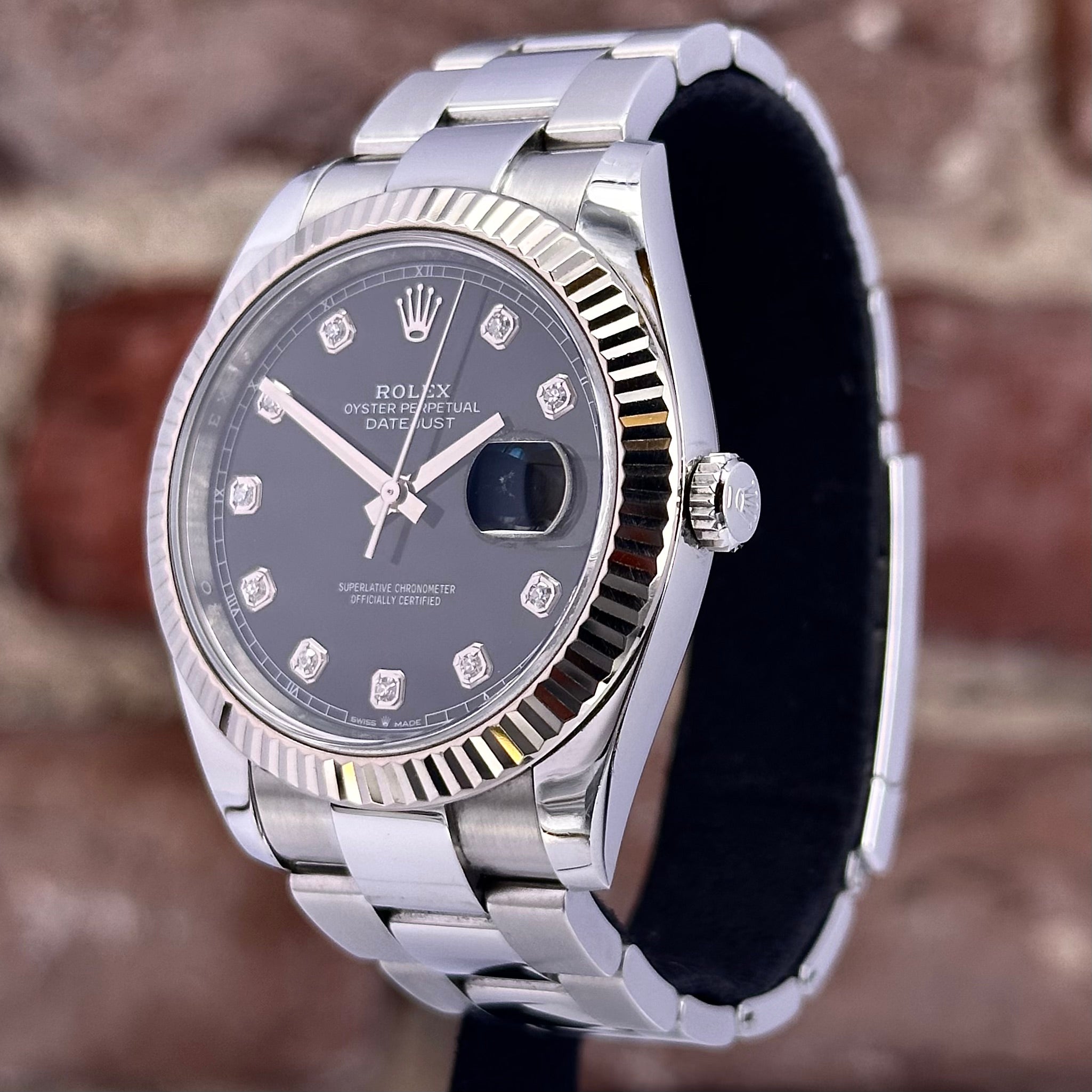 Rolex Datejust 41 - Schwarzes Zifferblatt mit Diamanten, Modell 2020, Ref.126334