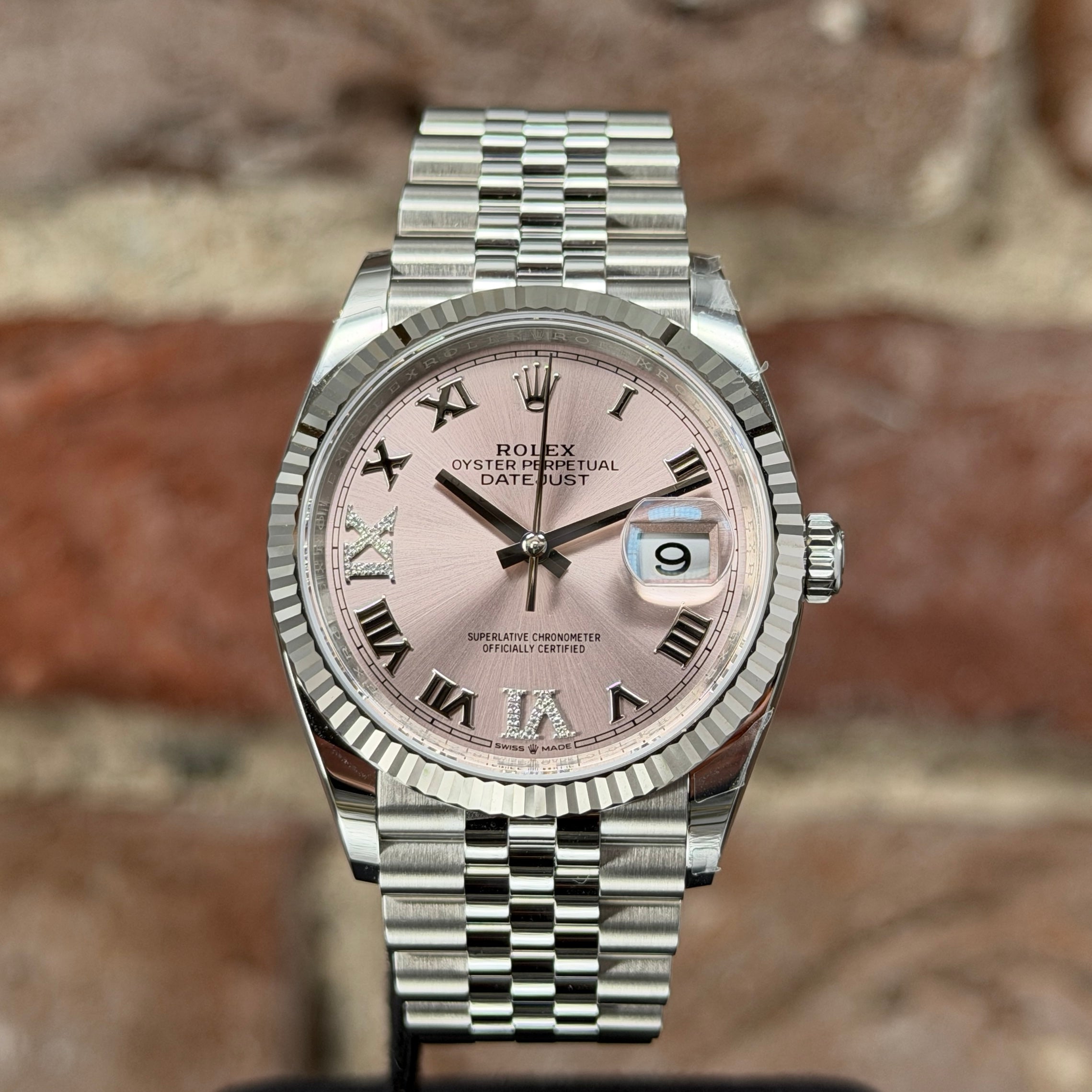 Rolex Datejust 36 - Rosanes Zifferblatt mit Diamanten 6/9, Modell 2025, Ref. 126234