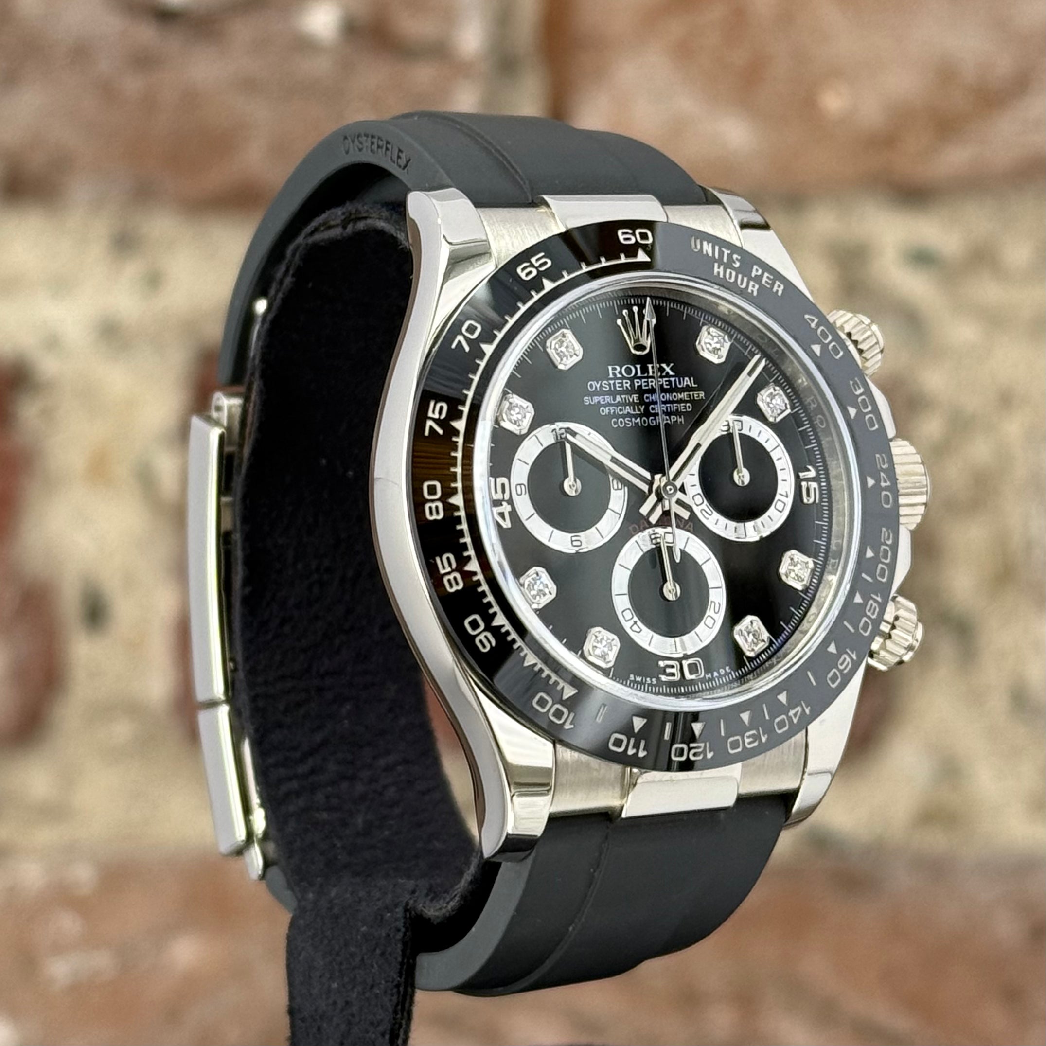 Rolex Daytona 40 – Schwarzes Zifferblatt mit Diamanten, Modell 2020, Ref. 116519LN