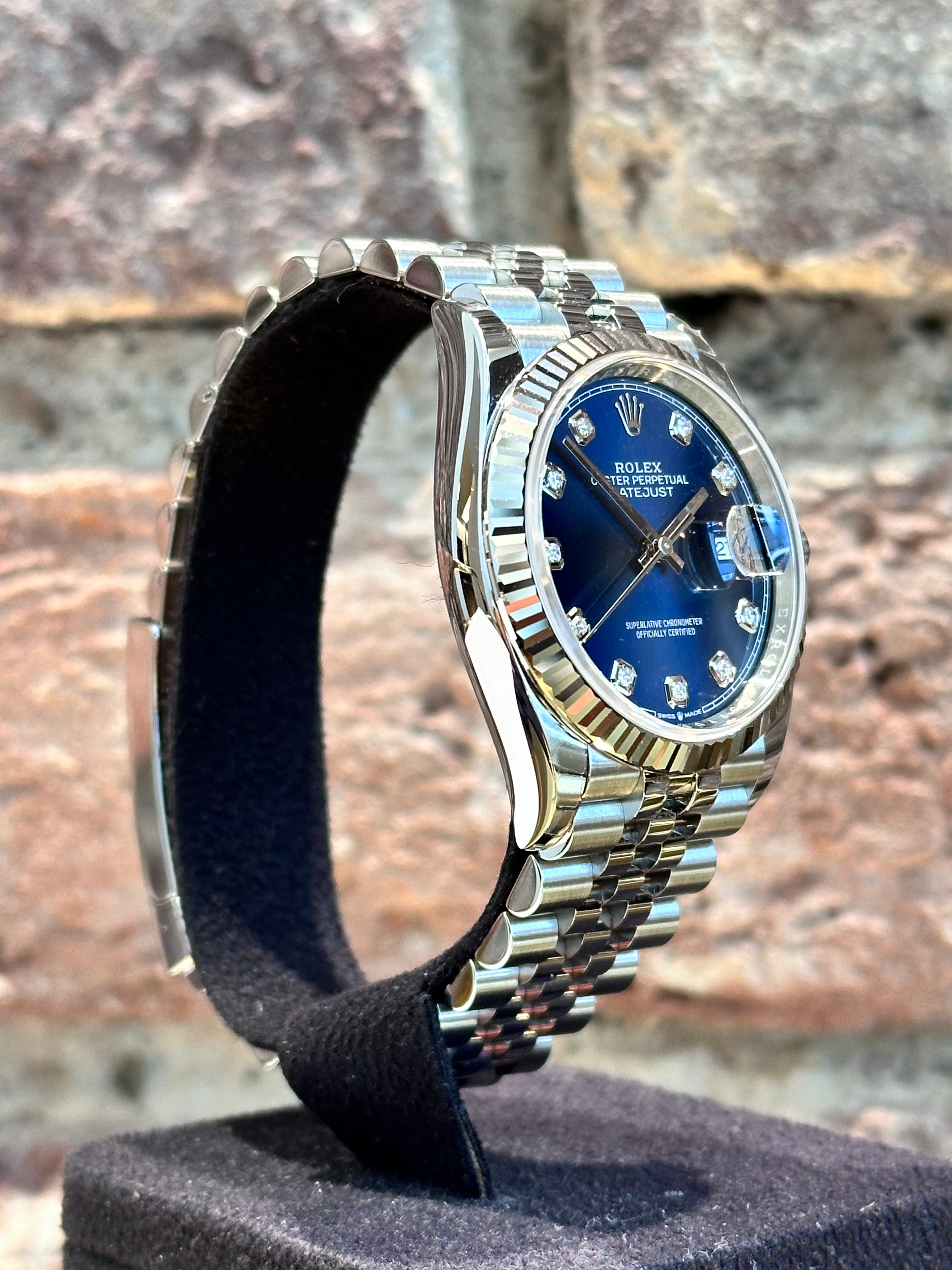 Rolex Datejust 36 – Blaues Zifferblatt mit Diamanten, Modell 2025 Ref. 126234