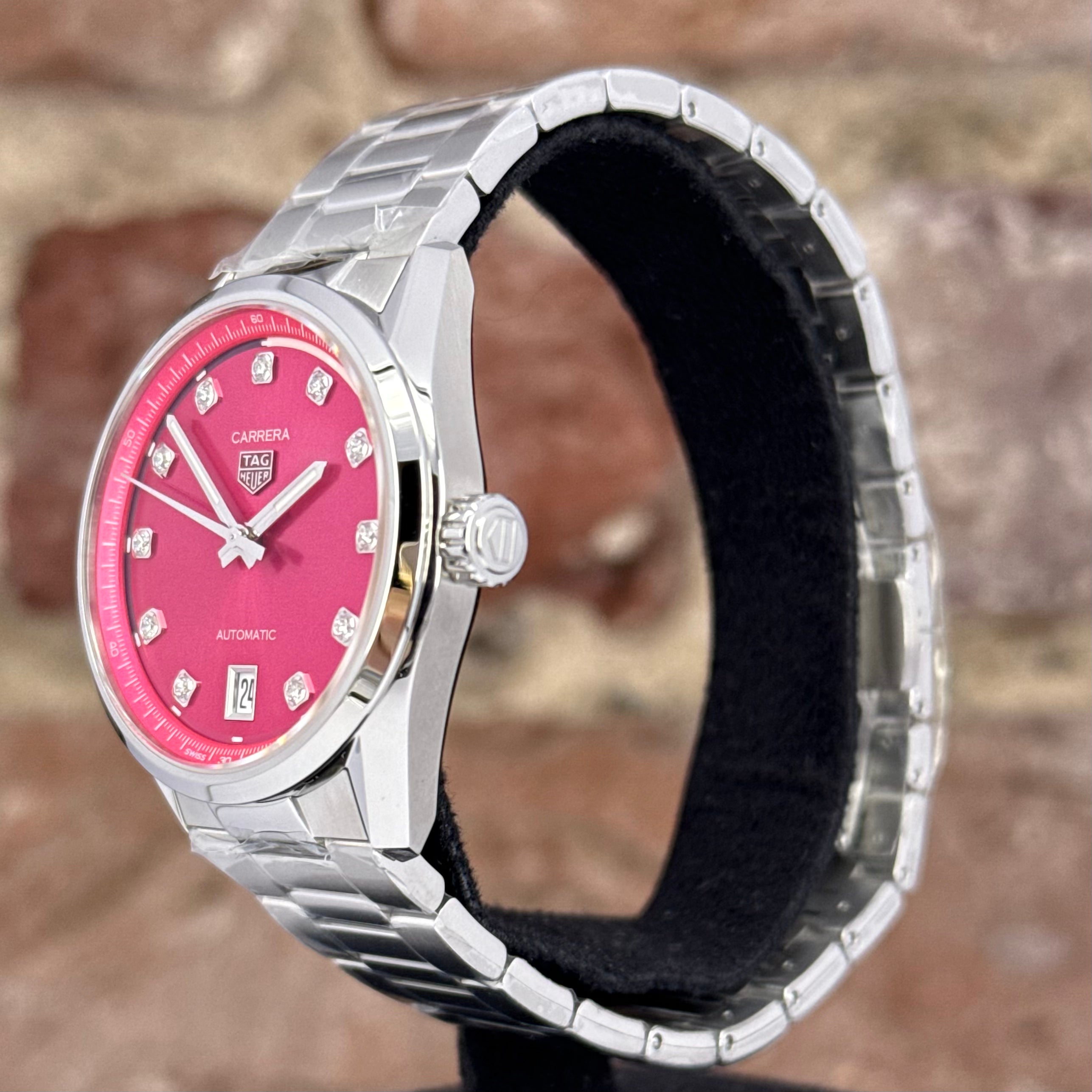 TAG Heuer Carrera Date 36 - Pinkes Zifferblatt mit Diamanten, Modell 2026, Ref. WBN2318