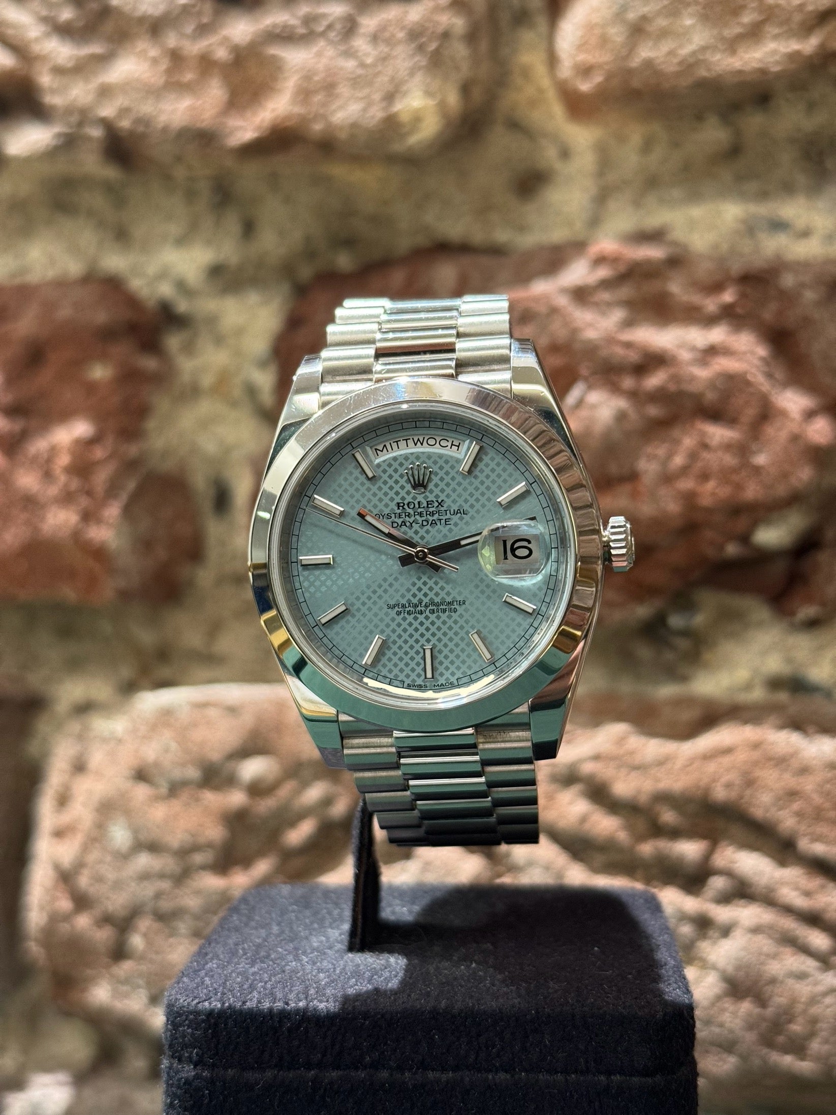 Rolex Daydate - Ice Blaues Zifferblatt mit Motif, Modell 2015, Ref.228206