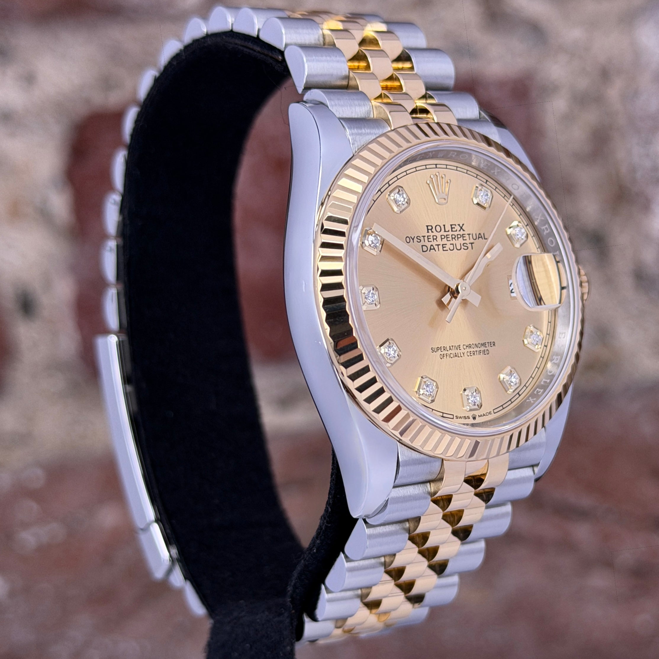 Rolex Datejust 36 - Champagner Zifferblatt mit Diamanten, Modell 2024, Ref.126233