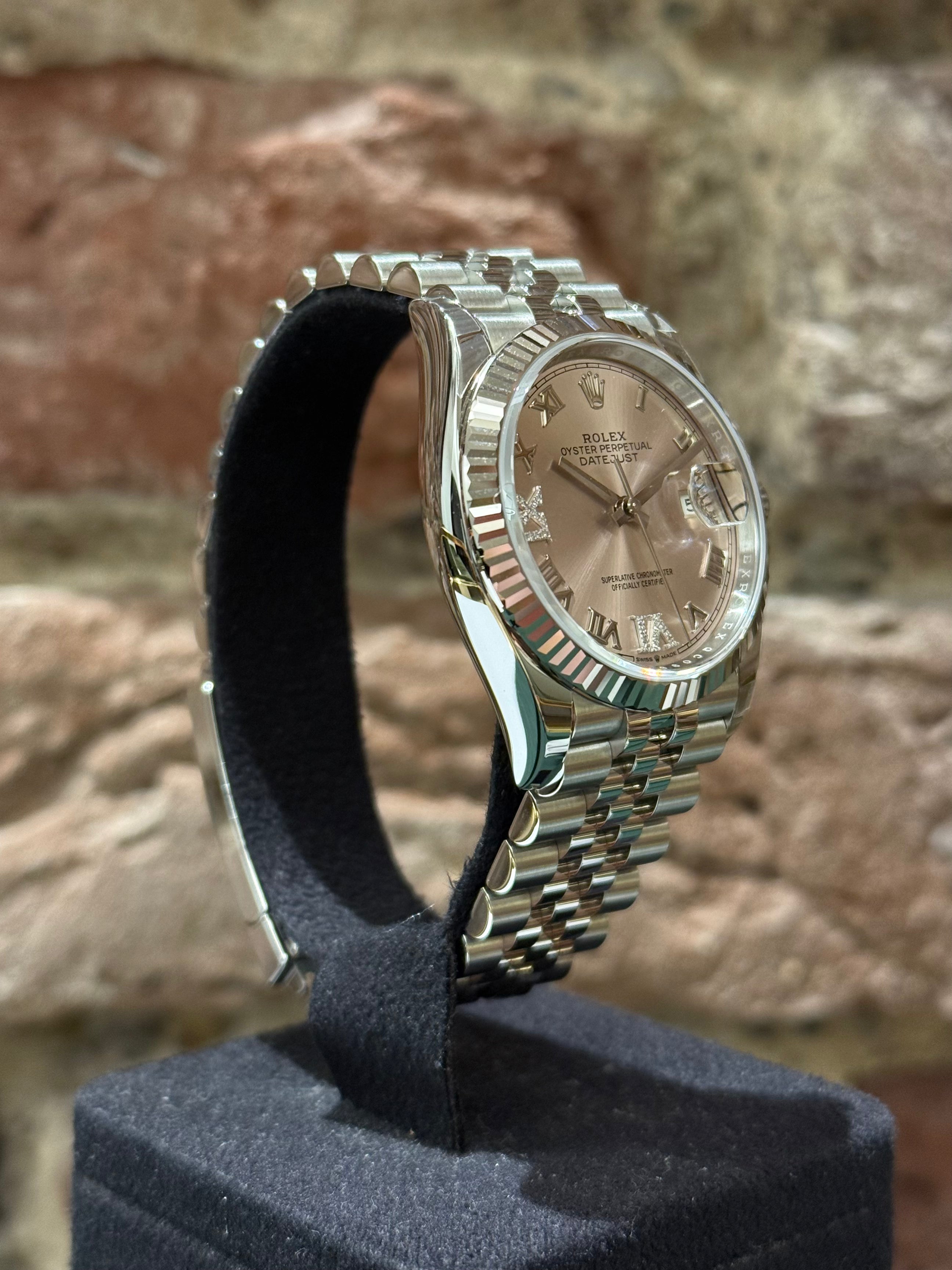 Rolex Datejust 36 - Rosanes Zifferblatt mit Diamanten 6/9, Modell 2025, Ref. 126234