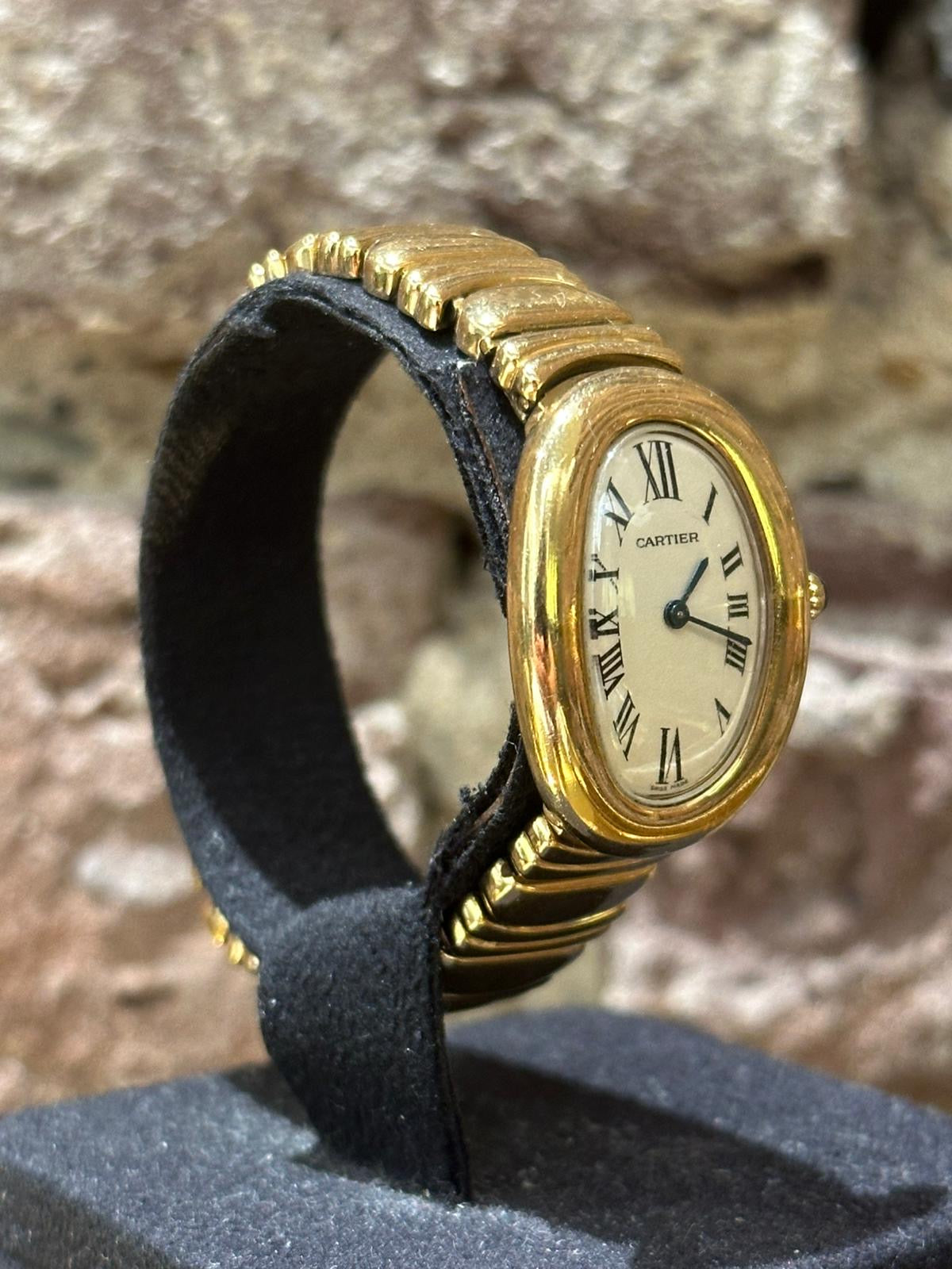 Cartier Baignoire - Silbernes Ziffernblatt, Modell 1990, Ref. 8057912