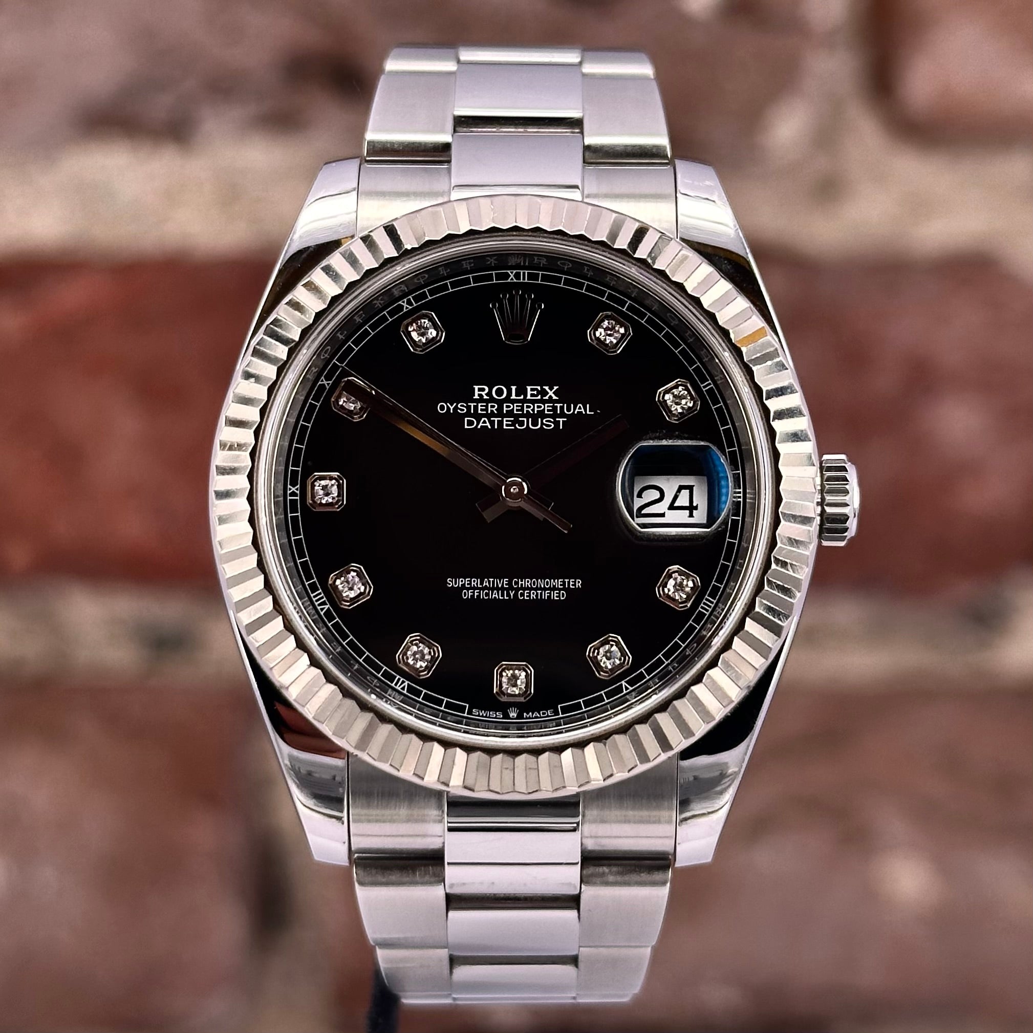 Rolex Datejust 41 - Schwarzes Zifferblatt mit Diamanten, Modell 2020, Ref.126334