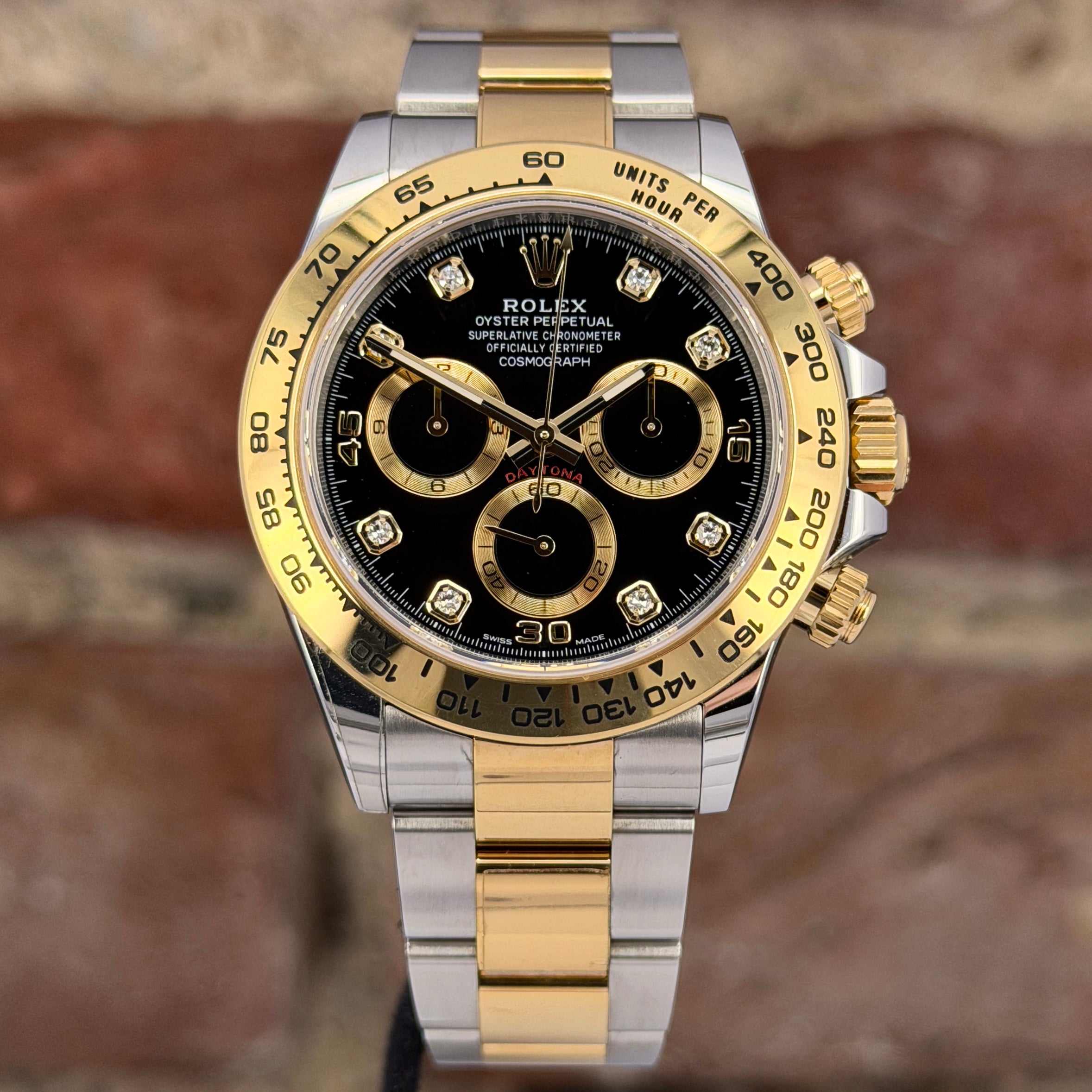 Rolex Daytona – Schwarzes Zifferblatt mit Diamanten, Modell 2023, Ref. 116503