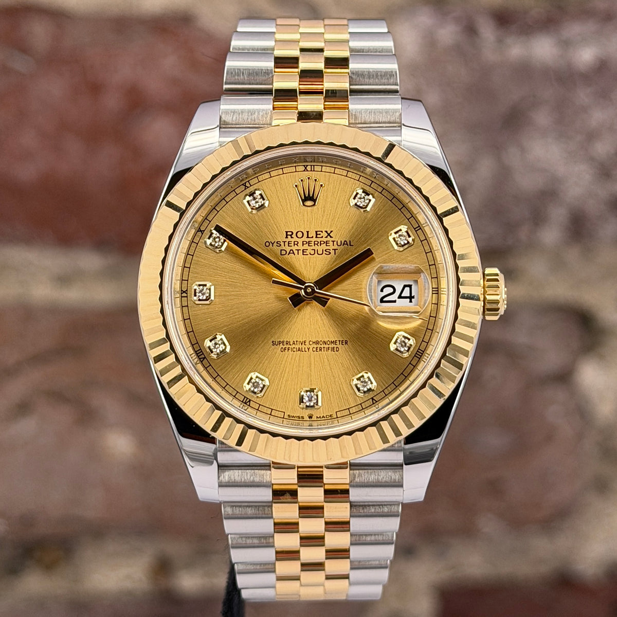 Rolex Datejust 41 - Champagner mit Diamanten Zifferblatt, Modell 2022, Ref. 126333