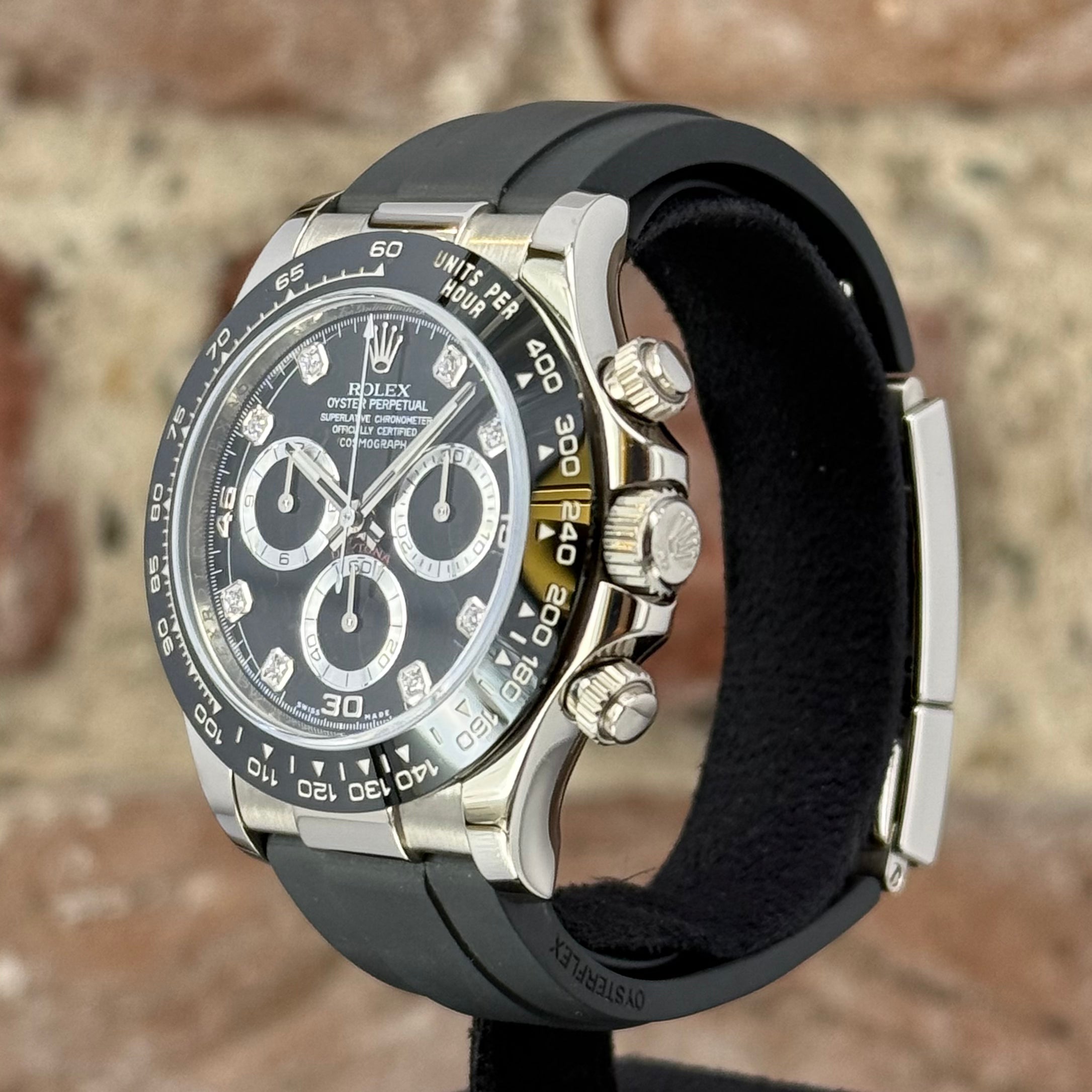 Rolex Daytona 40 – Schwarzes Zifferblatt mit Diamanten, Modell 2020, Ref. 116519LN