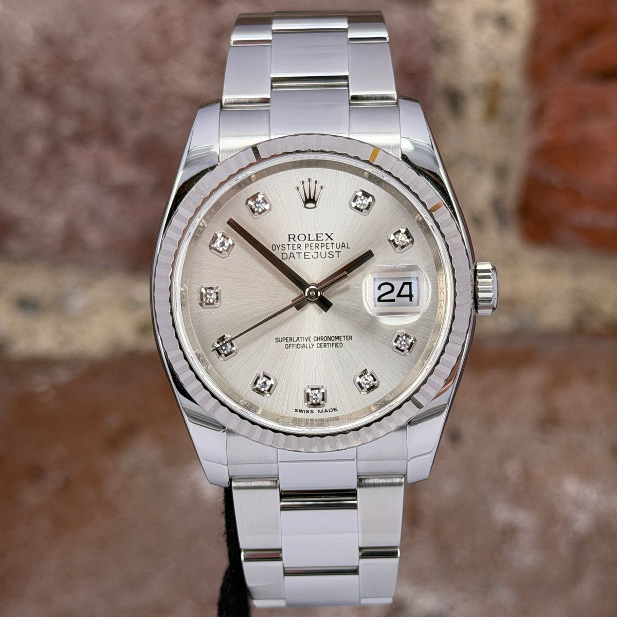 Rolex Datejust 36 - Silbernes Zifferblatt mit Diamanten, Modell 2016, Ref. 116234