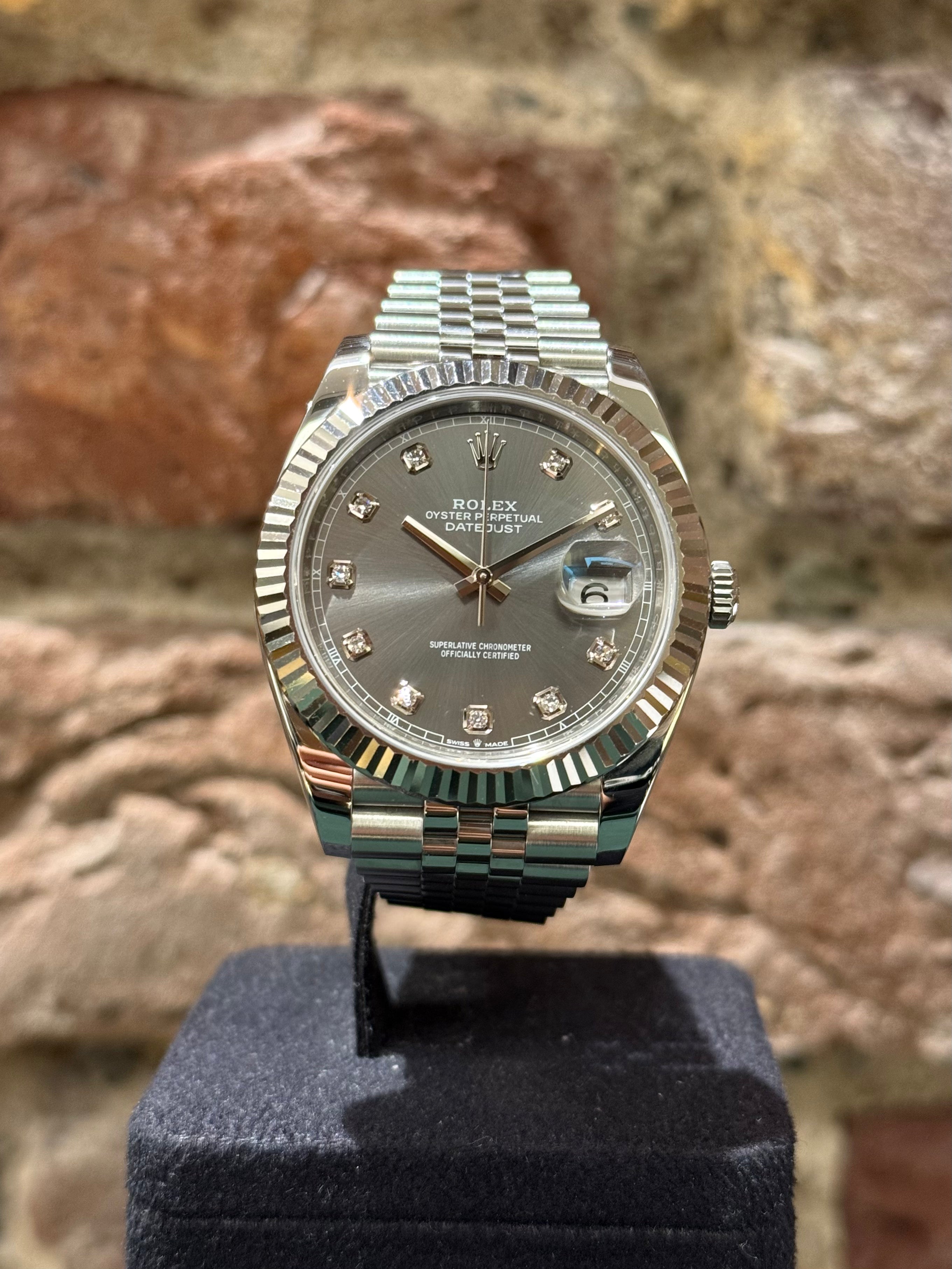 Rolex Datejust 41 - Graues Zifferblatt mit Diamanten, Modell 2022 Ref. 126334