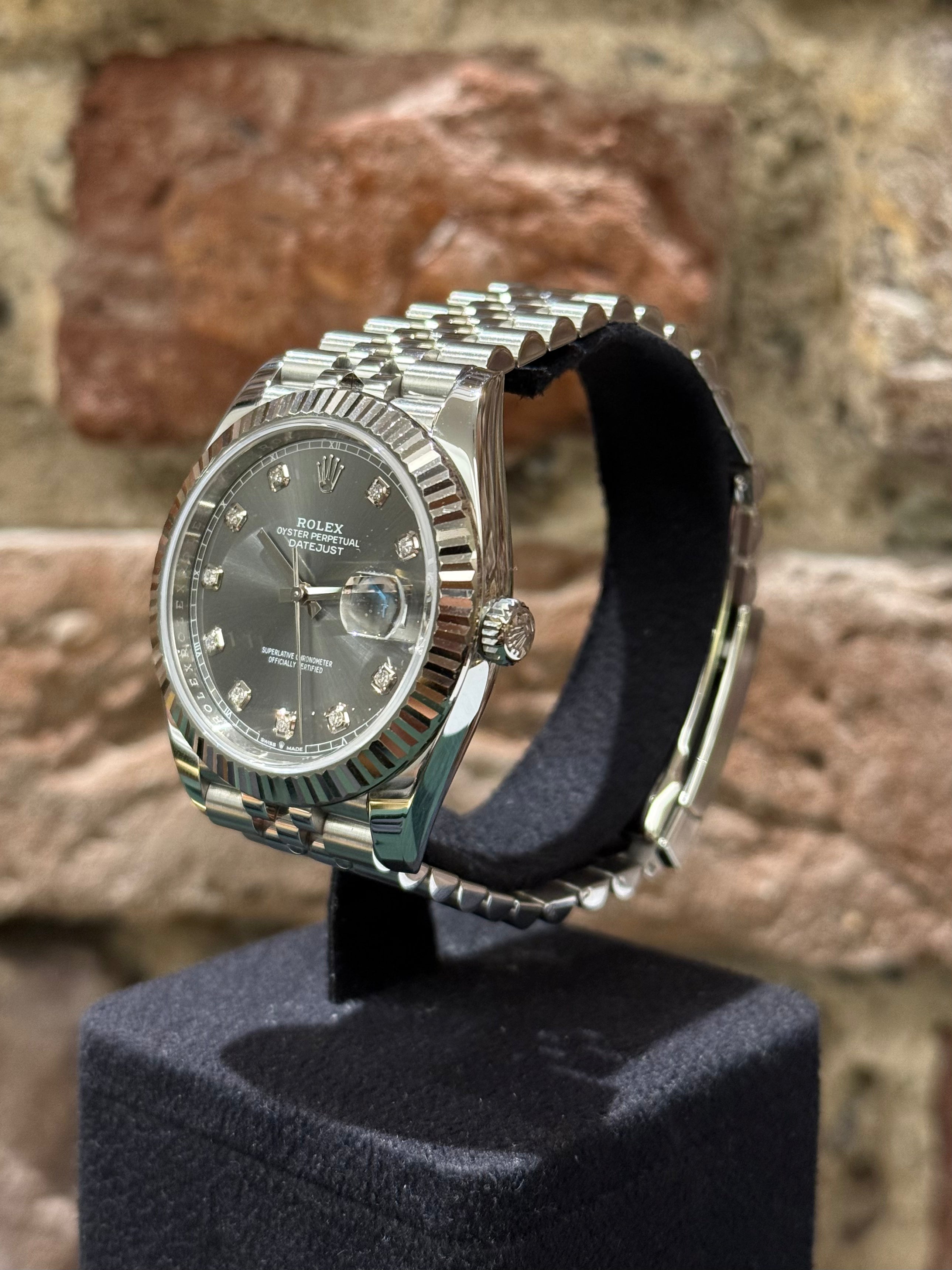 Rolex Datejust 41 - Graues Zifferblatt mit Diamanten, Modell 2022 Ref. 126334