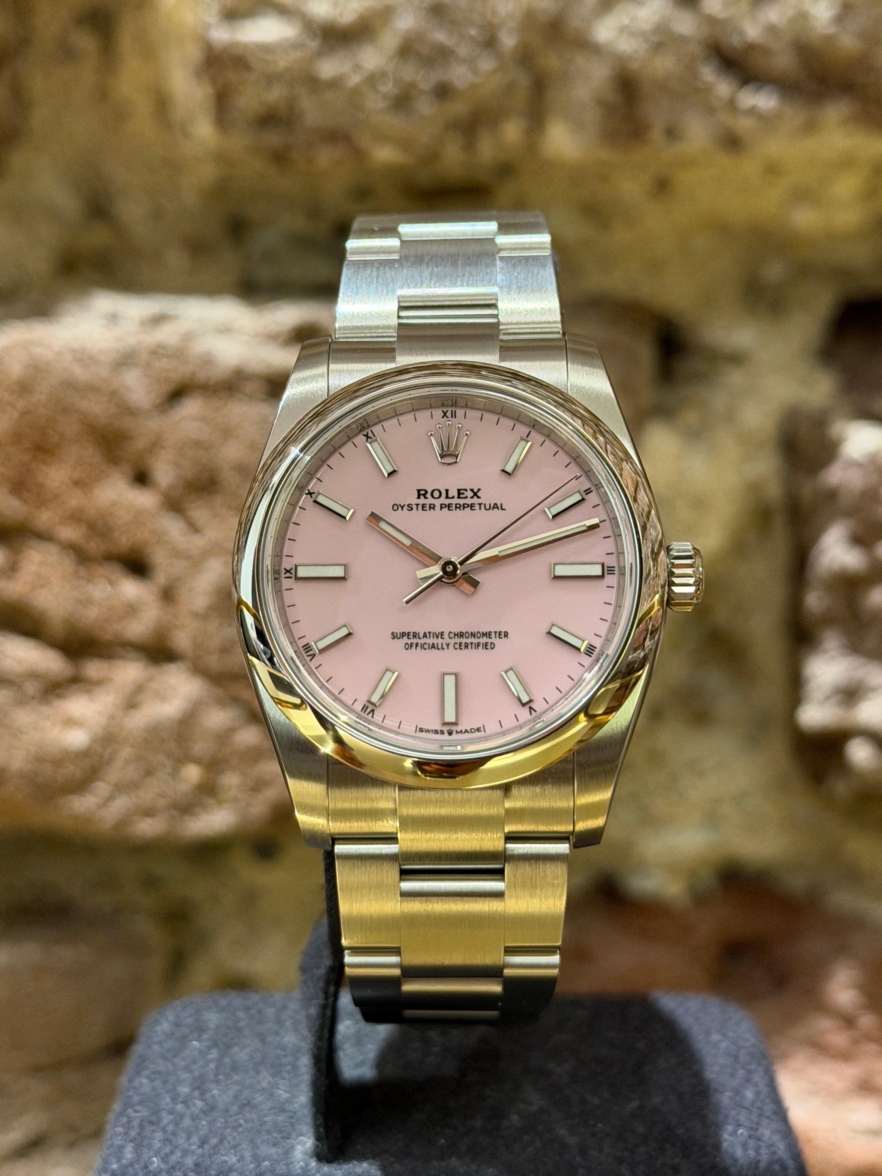 Rolex Oyster Perpetual 34 - Pinkes Zifferblatt, Modell 2025, Ref.124200