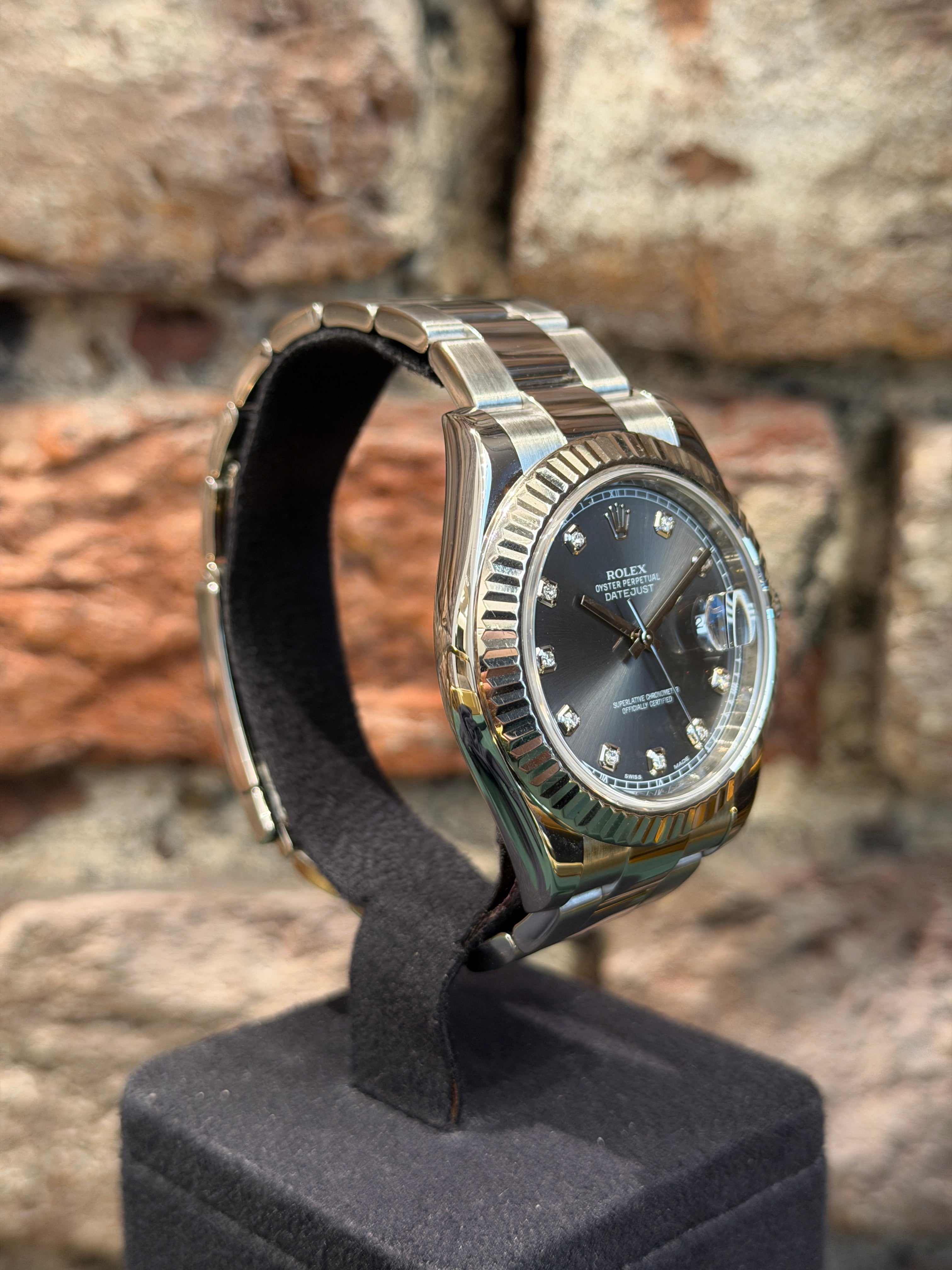 Rolex Datejust 41 , Graues Zifferblatt mit Diamanten, Modell 2014, Ref.116334