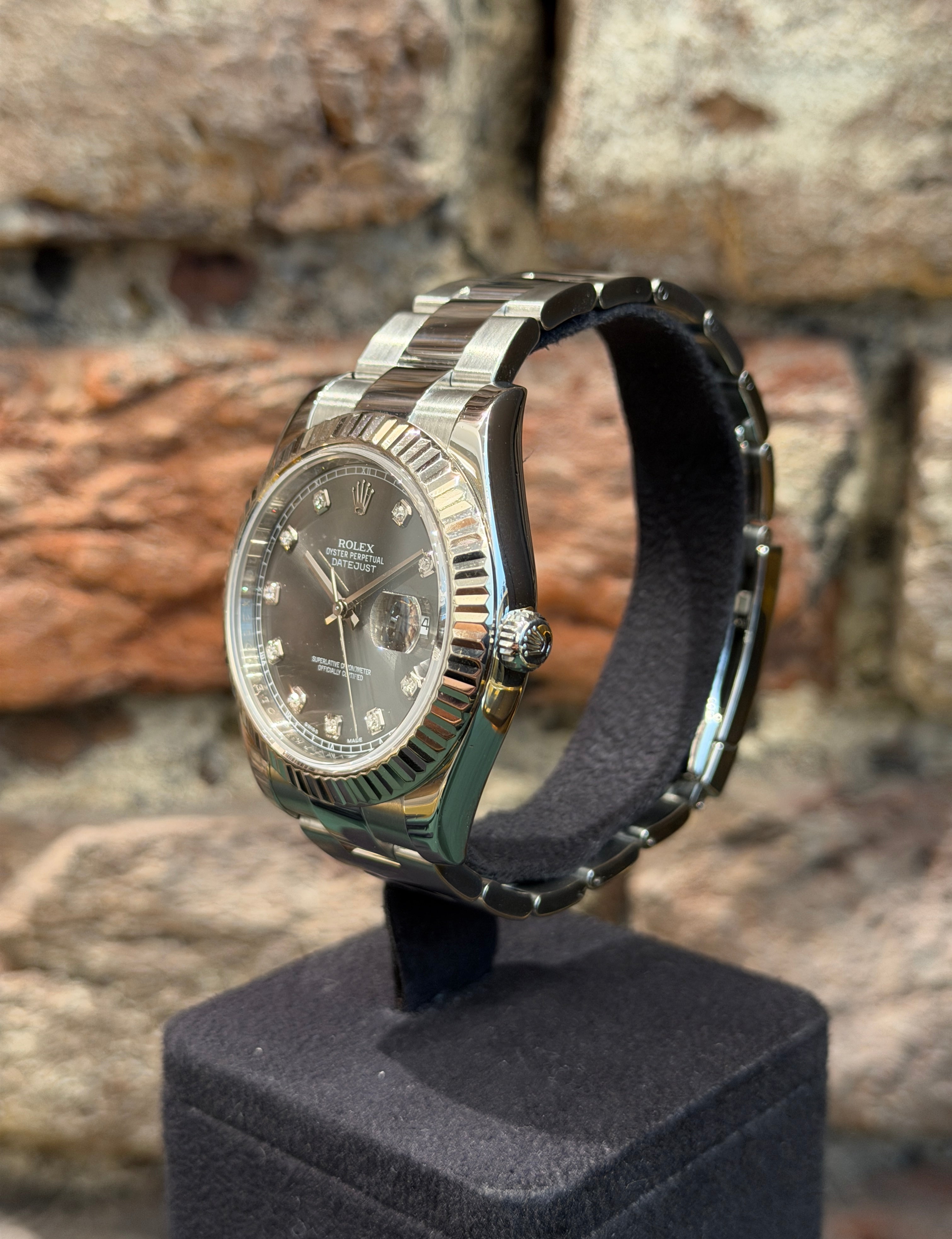 Rolex Datejust 41 , Graues Zifferblatt mit Diamanten, Modell 2014, Ref.116334