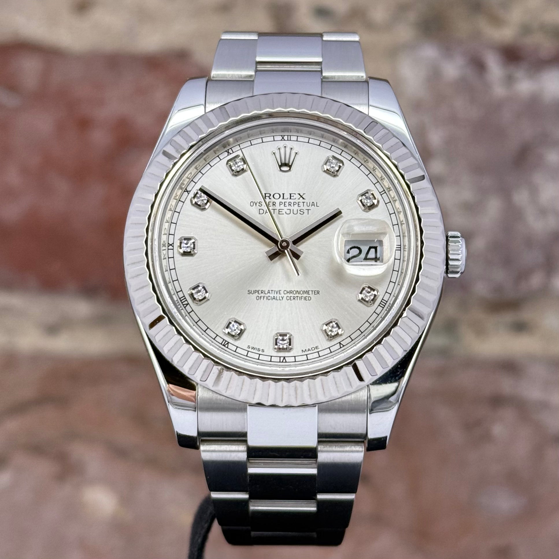 Rolex Datejust II 41 - Silbernes Zifferblatt mit Diamanten, Modell 2014, Ref. 116334