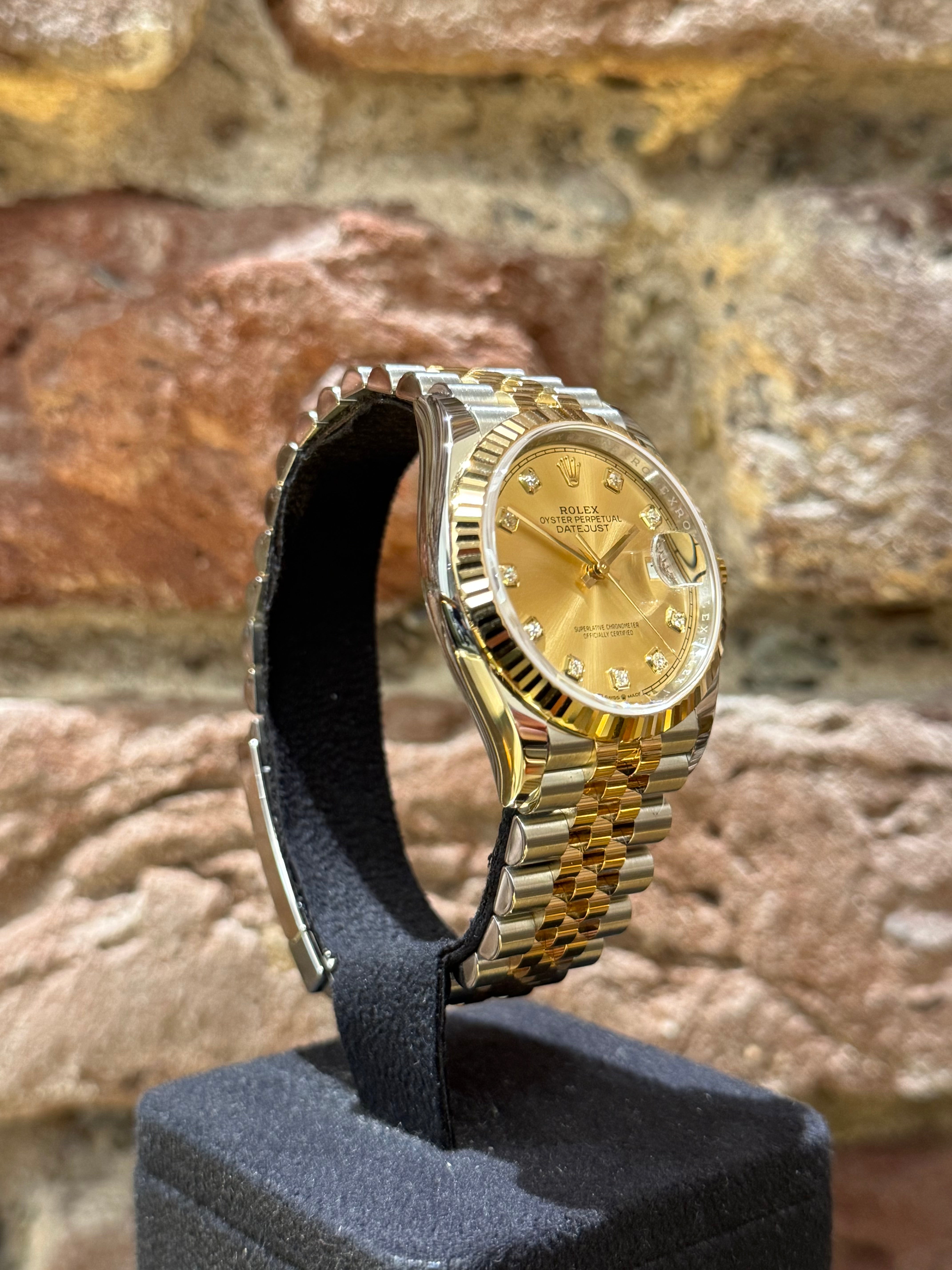 Rolex Datejust 36 - Champagner Zifferblatt mit Diamanten, Modell 2025, Ref.126233
