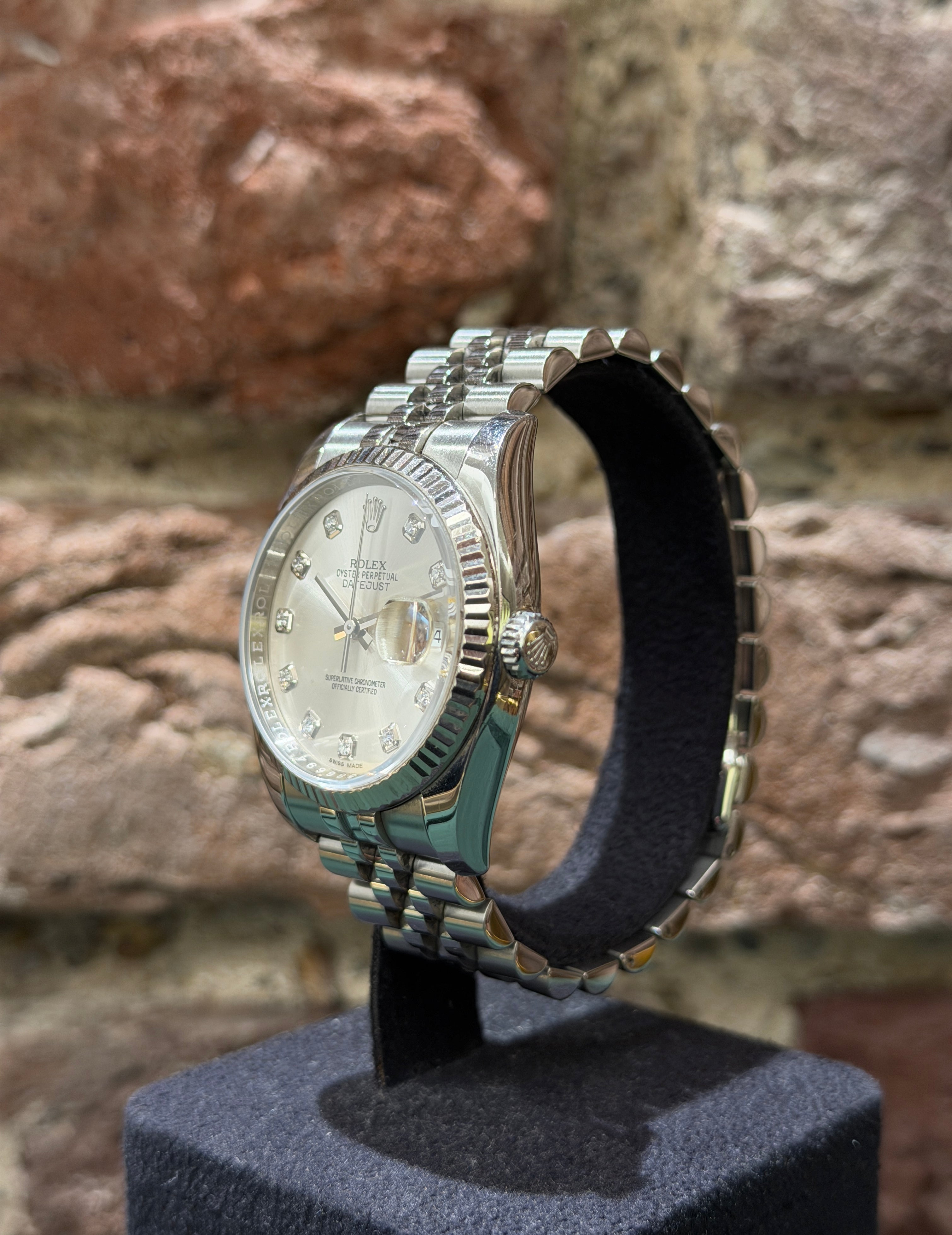 Rolex Datejust 36 - Silbernes Zifferblatt mit Diamanten, Modell 2018, Ref. 116234