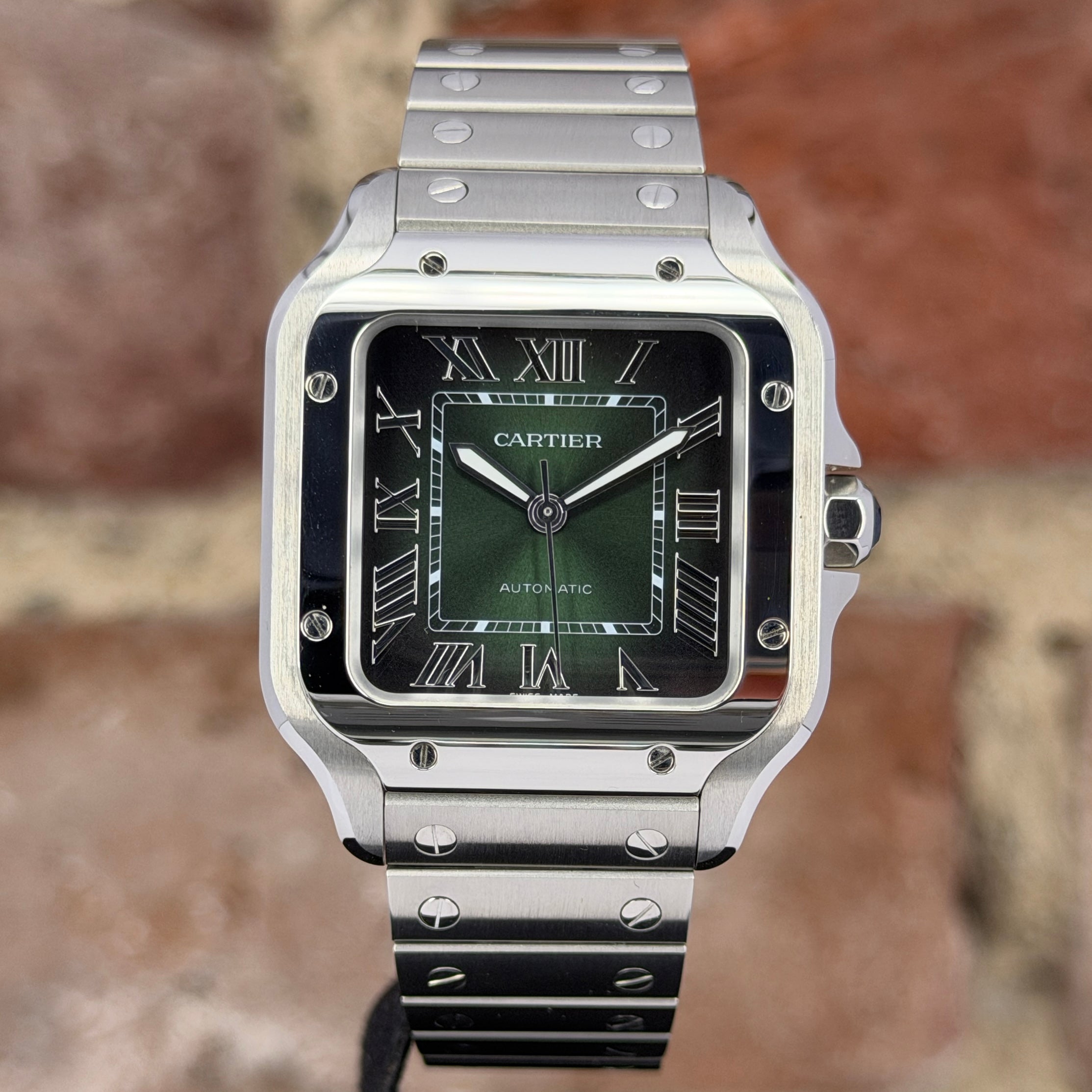 Cartier Santos - Mittlere Größe, Grünes Zifferblatt, Model 2025, Ref.WSSA0061