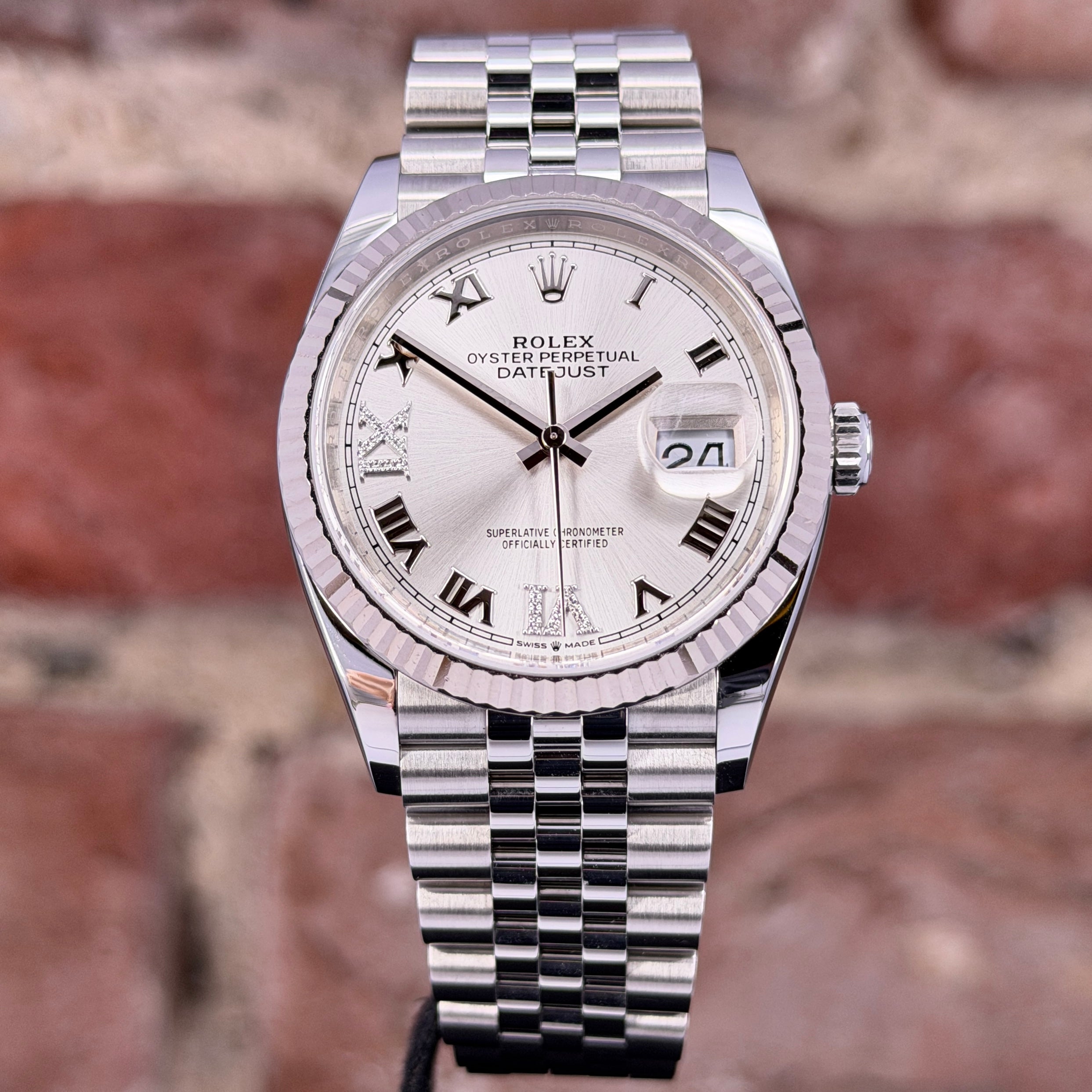 Rolex Datejust 36 – Silbernes Zifferblatt mit Diamanten 6/9, Modell 2022 Ref. 126234