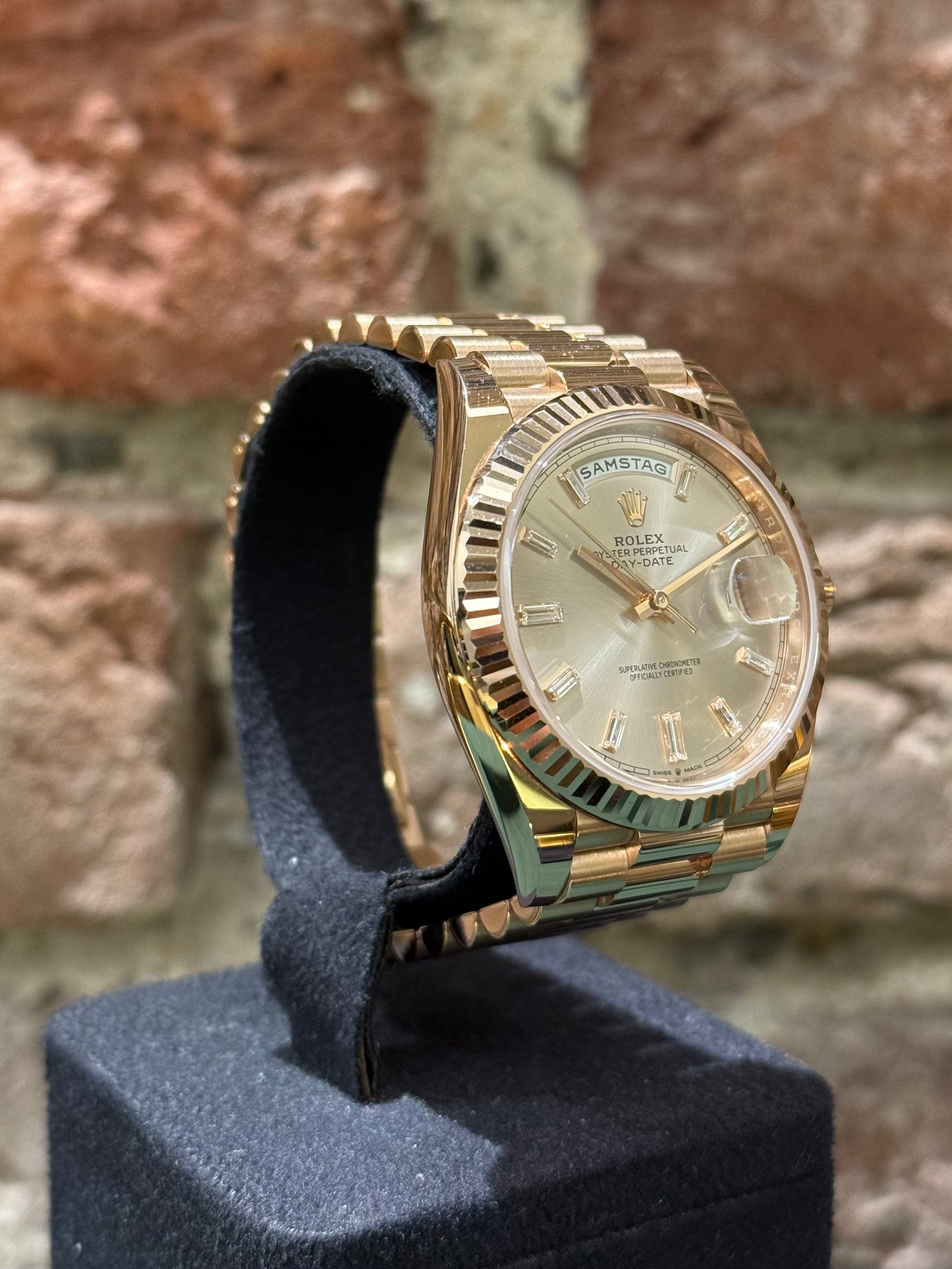Rolex Daydate 40 - Sundust Zifferblatt mit Diamanten, Modell 2021, Ref.228235