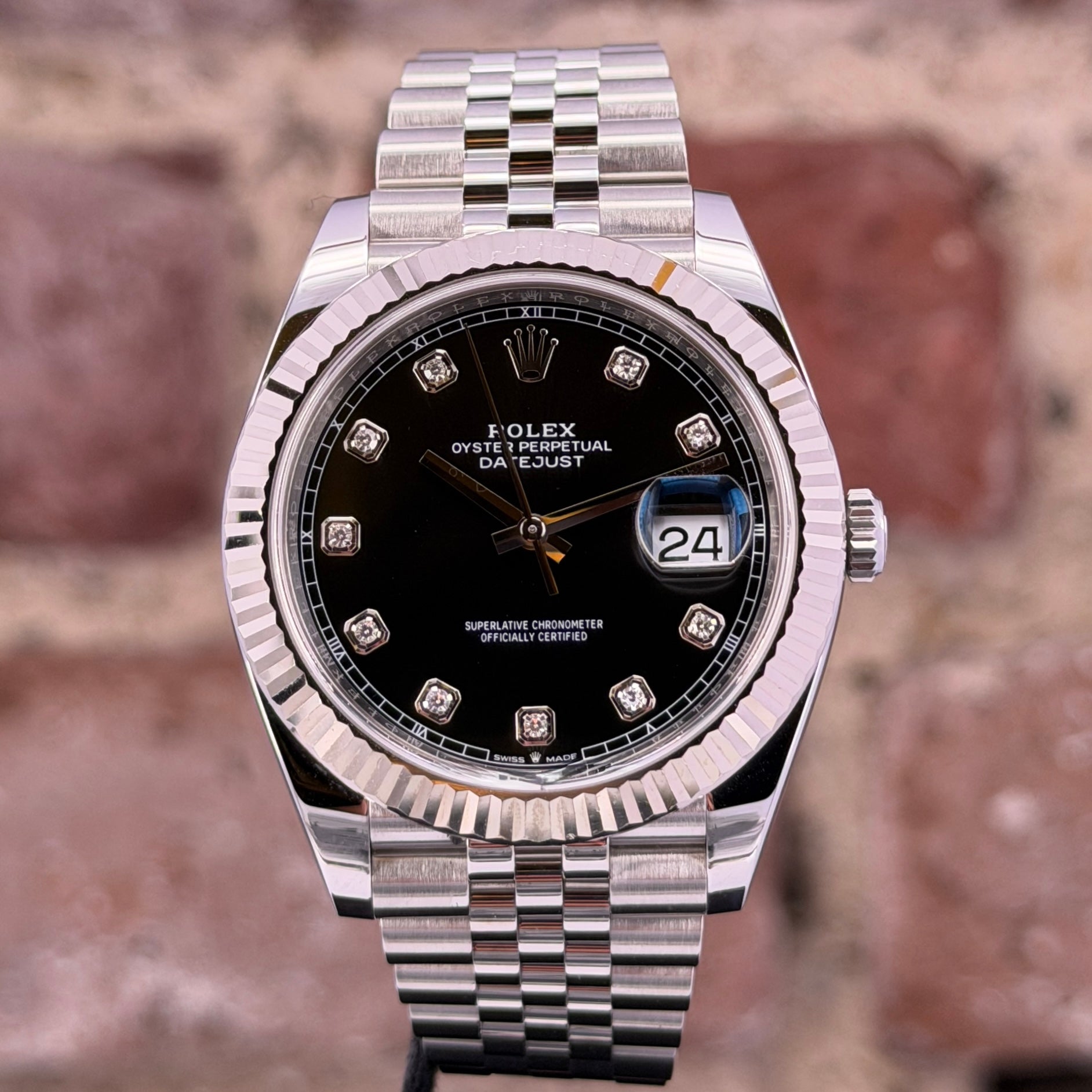 Rolex Datejust 41 - Schwarzes Zifferblatt mit Diamanten, Modell 2021, Ref.126334