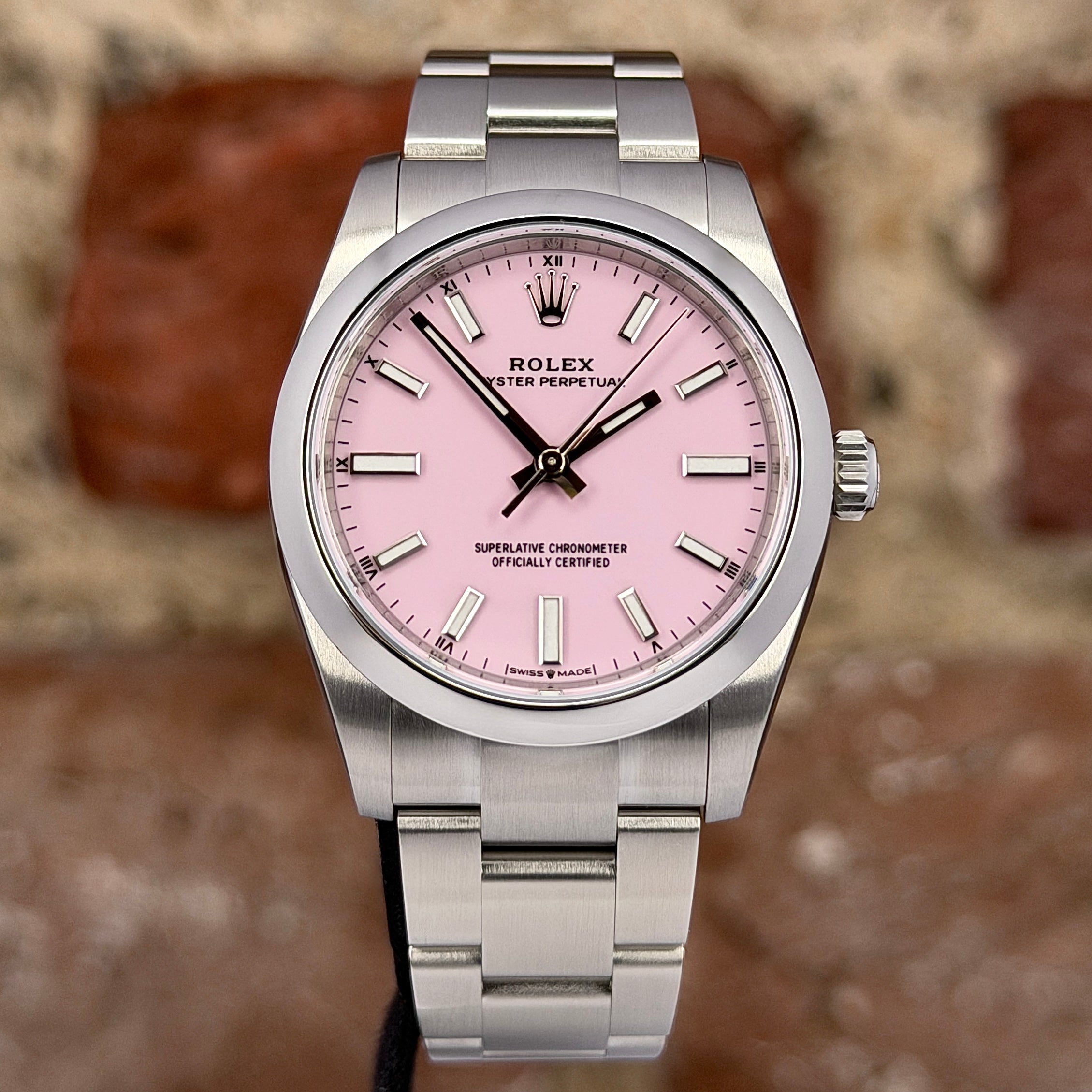 Rolex Oyster Perpetual 34 - Pinkes Zifferblatt, Modell 2026, Ref.124200
